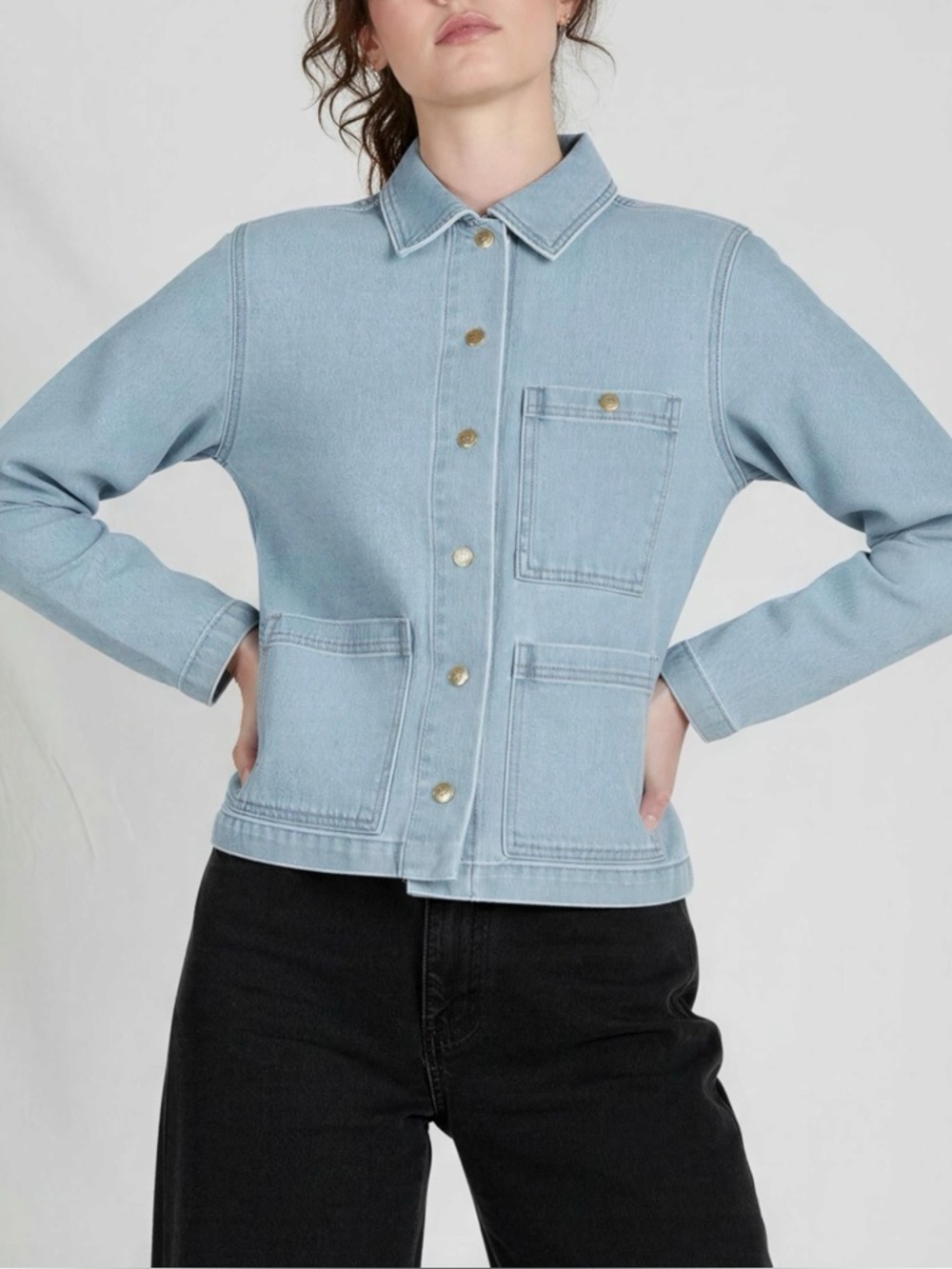 BIG BUD PRESS Indigo Denim Work Jacket, Light Blue, Small
